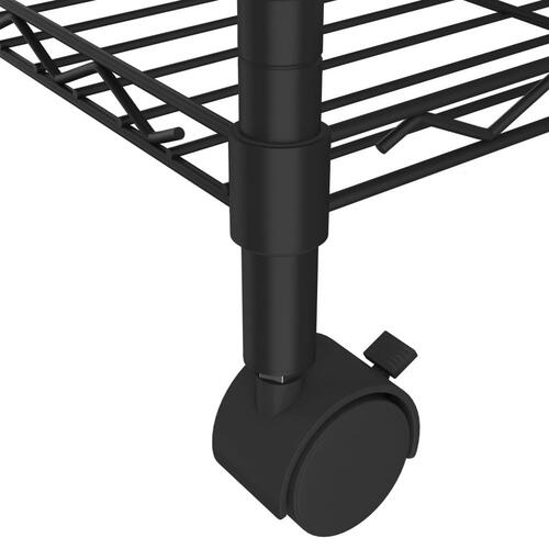 Opbevaringsstativ med 4 hylder og hjul 90x35x142 cm 200 kg sort