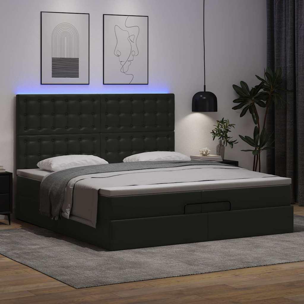 Osmannisk sengeramme med madrasser 200x200 cm kunstlæder sort