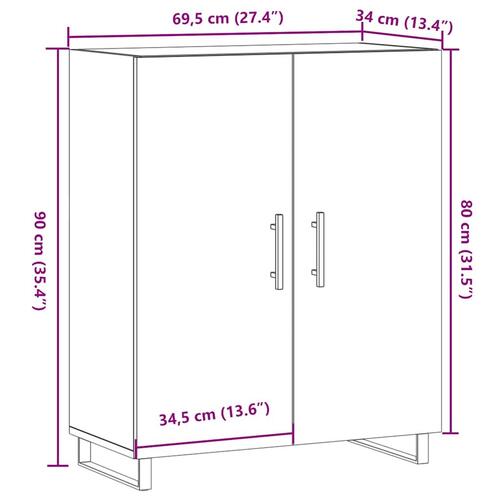 Skænk 69,5x34x90 cm konstrueret træ antikt trælook
