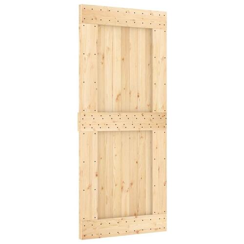 Skydedør med monteringssæt 90x210 cm massivt fyrretræ
