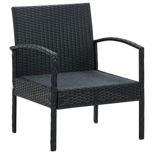 Havestol med hynde polyrattan sort