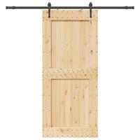 Skydedør med monteringssæt 100x210 cm massivt fyrretræ