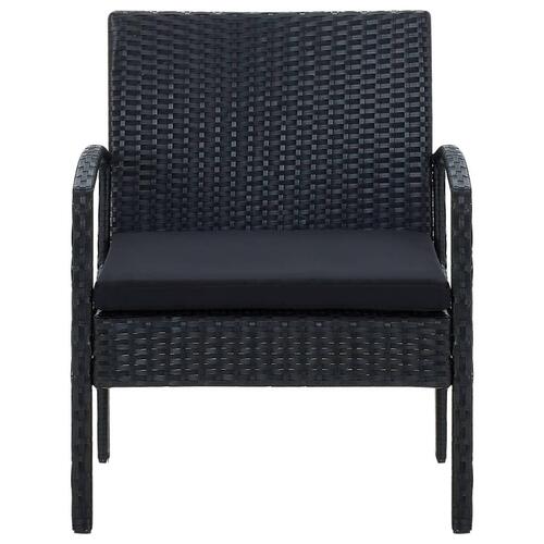Havestol med hynde polyrattan sort