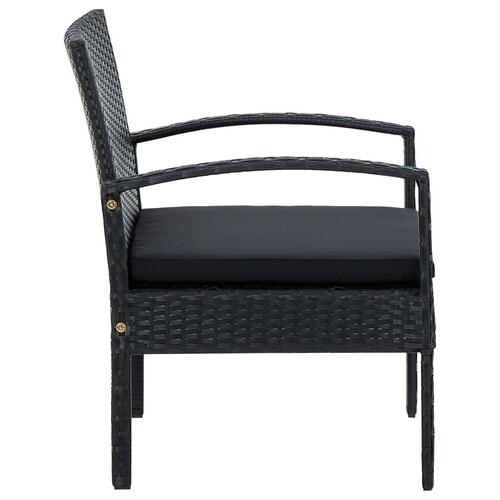 Havestol med hynde polyrattan sort