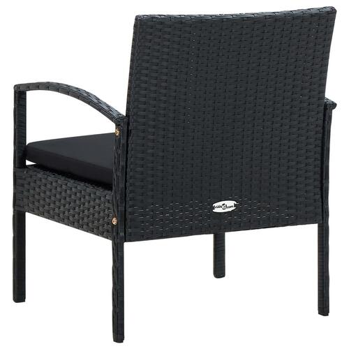 Havestol med hynde polyrattan sort