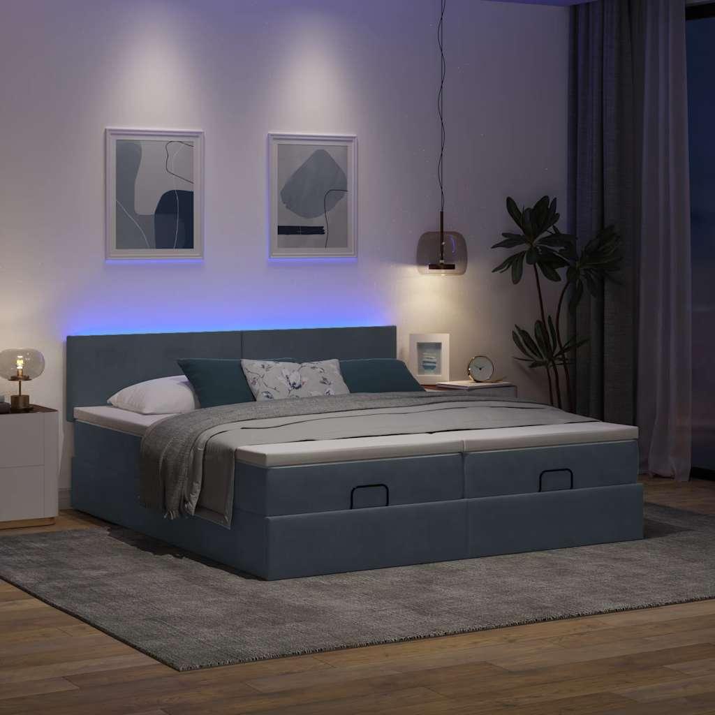 Osmannisk sengeramme med madrasser 200x200 cm fløjl mørkegrå billede