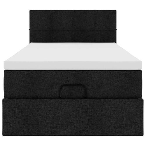 Ottoman seng med madras 100x200 cm stof sort