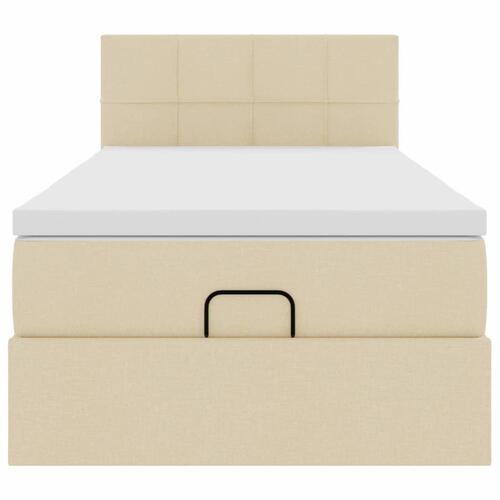 Ottoman seng med madras 100x200 cm stof cremefarvet