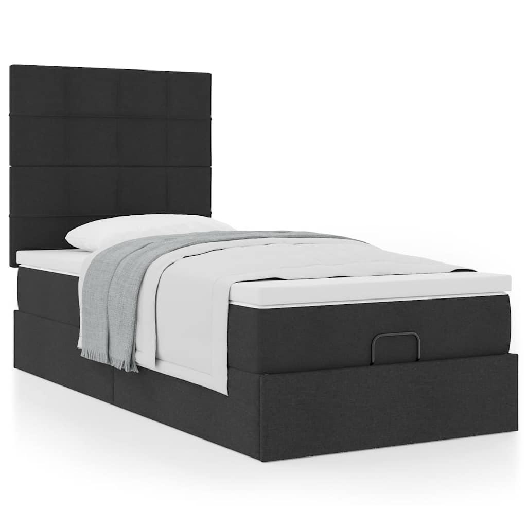 Osmannisk sengeramme med madras 90x190 cm stof sort billede