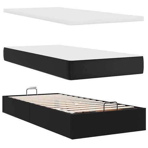 Osmannisk sengeramme med madrasser 200x200 cm kunstlæder sort