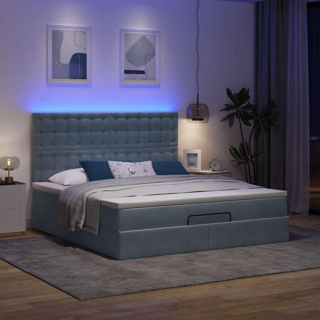 Osmannisk sengeramme med madrasser 180x200 cm fløjl mørkegrå billede