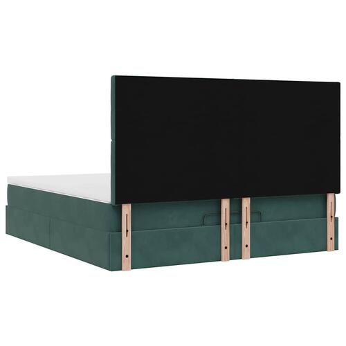 Osmannisk sengeramme med madrasser 180x200 cm fløjl mørkegrøn