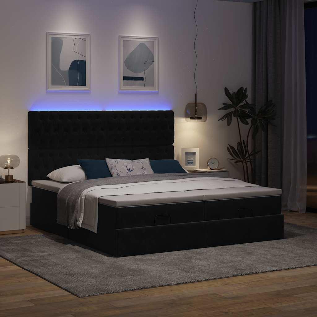 Osmannisk sengeramme med madrasser 160x200 cm fløjl sort billede