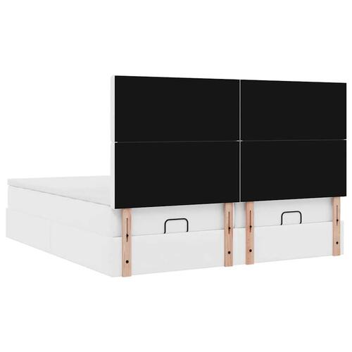 Osmannisk seng med madrasser & LEDs 180x200 cm kunstlæder hvid