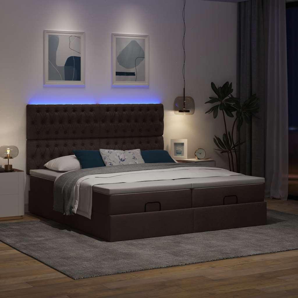Osmannisk sengeramme med madrasser 180x200 cm stof mørkebrun billede