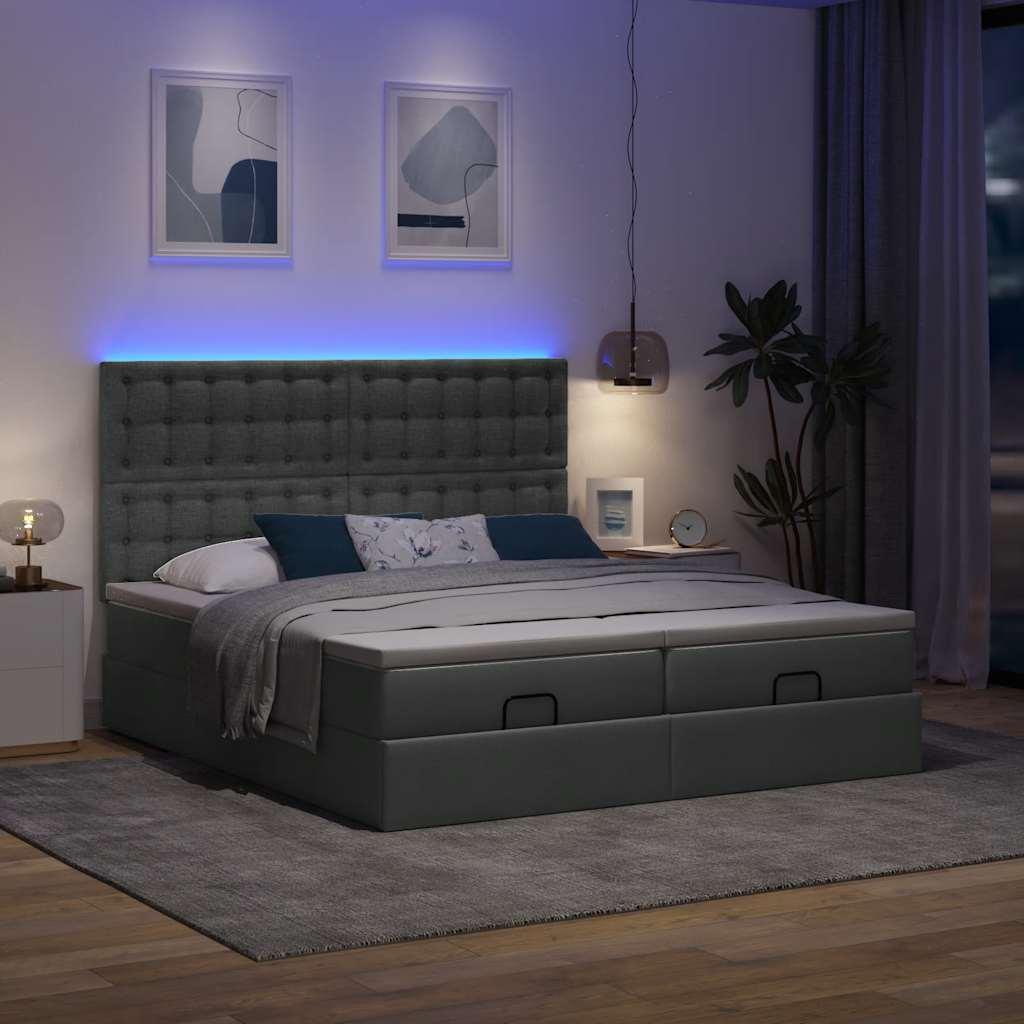 Osmannisk sengeramme med madrasser 180x200 cm stof mørkegrå billede