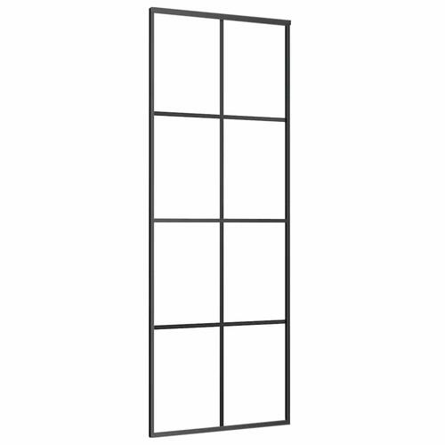 Skydedør med hardwaresæt 76x205 cm sikkerhedsglas aluminium