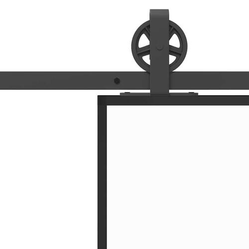 Skydedør med hardwaresæt 76x205 cm sikkerhedsglas aluminium