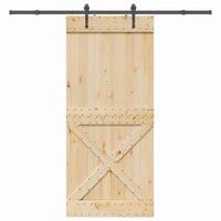 Skydedør med monteringssæt 100x210 cm massivt fyrretræ