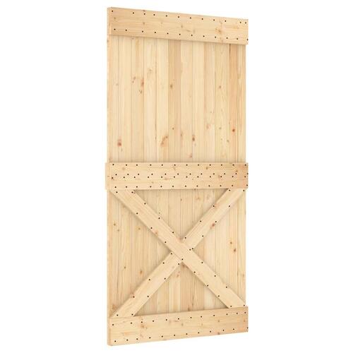Skydedør med monteringssæt 100x210 cm massivt fyrretræ
