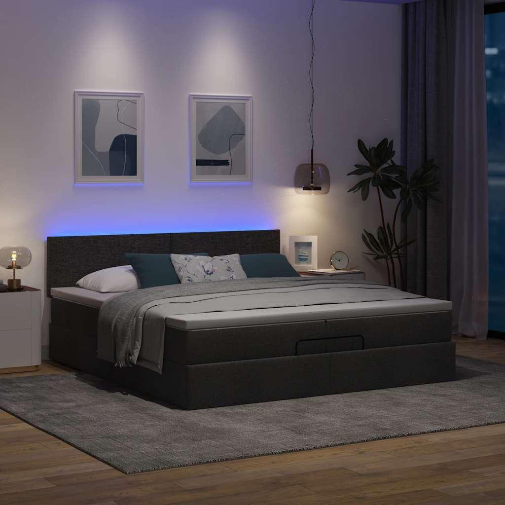 Osmannisk sengeramme med madrasser 200x200 cm stof sort billede
