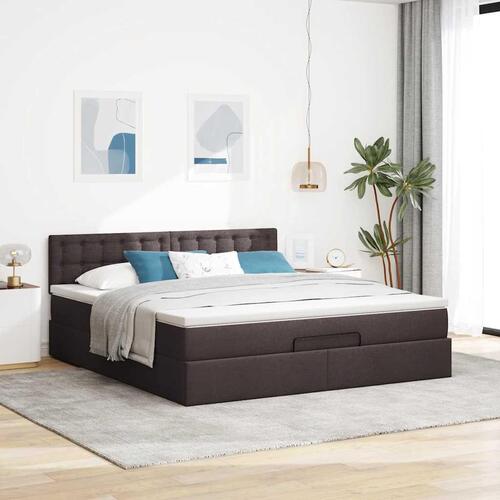 Osmannisk sengeramme med madras 160x200 cm stof mørkebrun