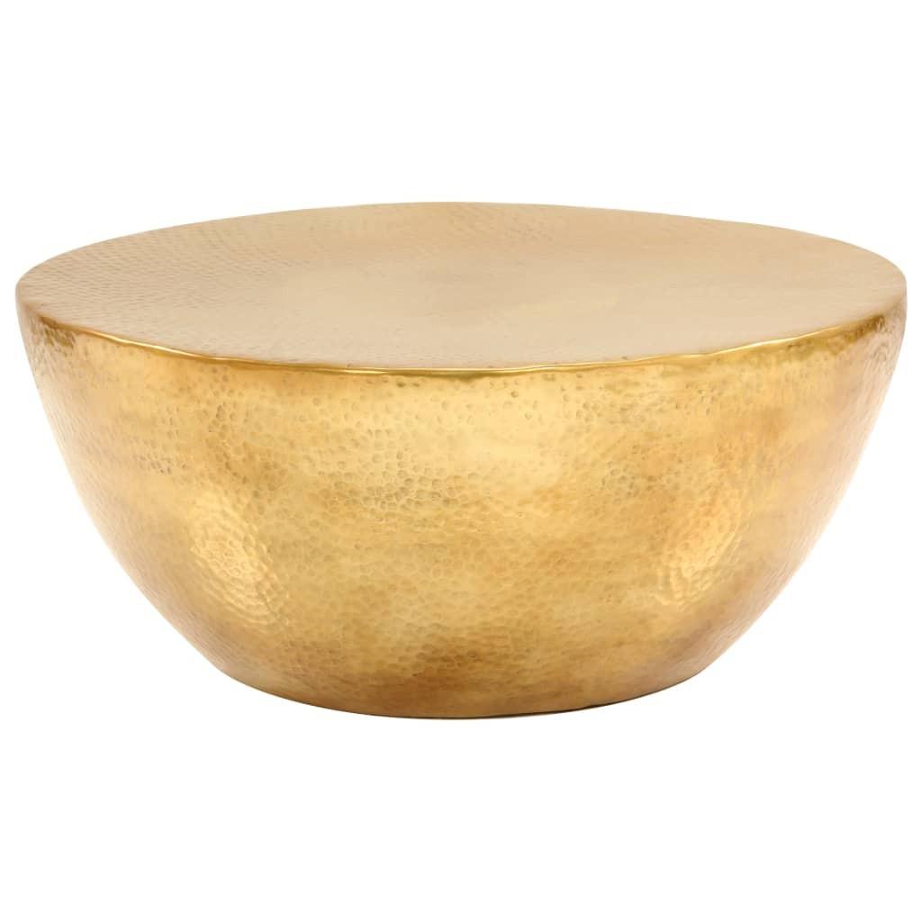 Sofabord hamret aluminium 70 x 30 cm messingfarvet billede