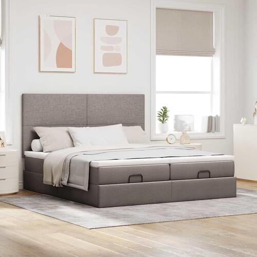 Osmannisk sengeramme med madrasser 180x200 cm stof gråbrun
