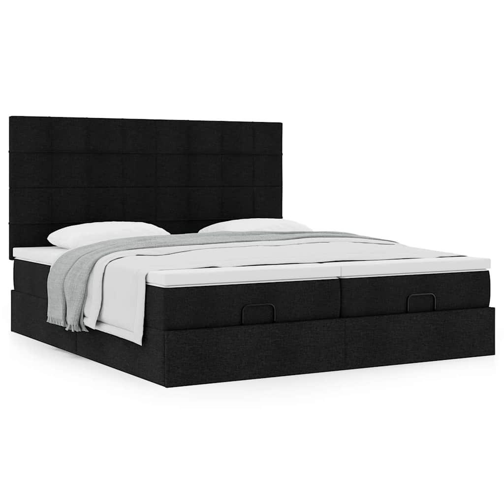 Osmannisk sengeramme med madrasser 180x200 cm stof sort billede