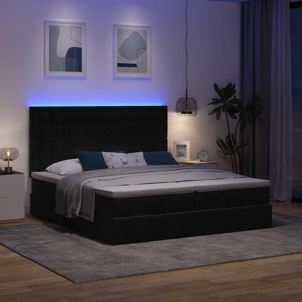 Osmannisk sengeramme med madrasser 180x200 cm fløjl sort billede