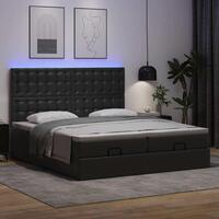 Osmannisk seng med madrasser & LEDs 160x200 cm kunstlæder sort