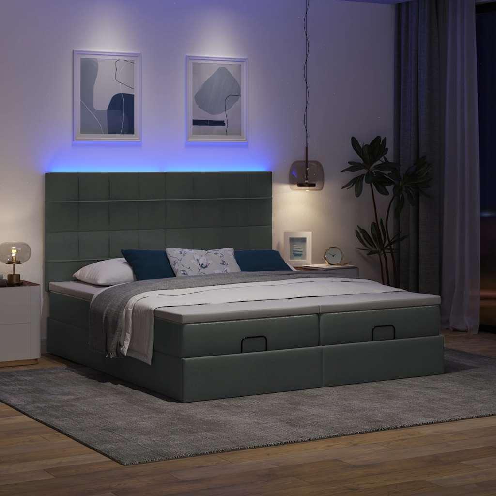 Osmannisk sengeramme med madrasser 160x200 cm stof mørkegrå billede