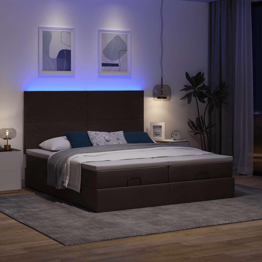 Osmannisk sengeramme med madrasser 180x200 cm stof mørkebrun billede