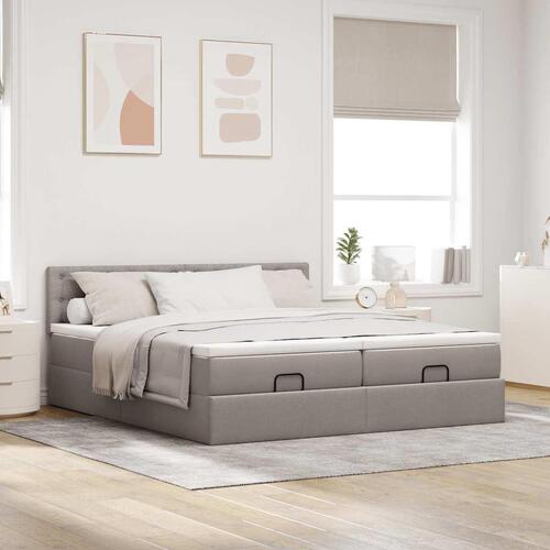 Osmannisk sengeramme med madrasser 200x200 cm stof gråbrun