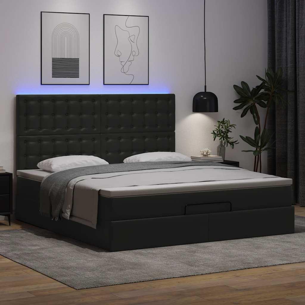 Osmannisk sengeramme med madras 180x200 cm kunstlæder sort billede