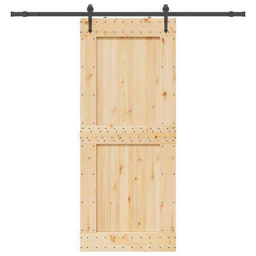 Skydedør med monteringssæt 95x210 cm massivt fyrretræ