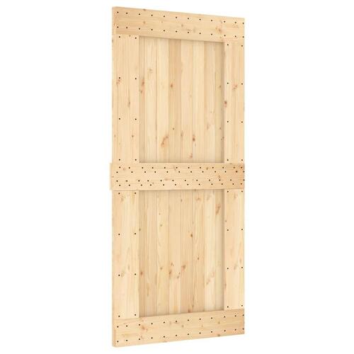 Skydedør med monteringssæt 95x210 cm massivt fyrretræ