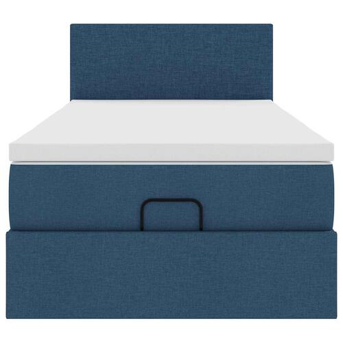 Ottoman seng med madras 90x200 cm stof blå