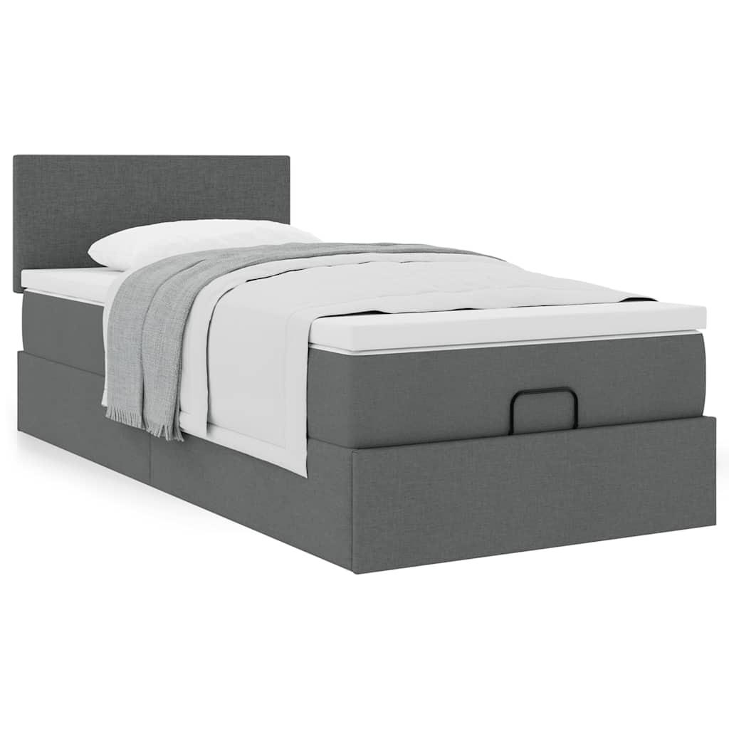 Osmannisk sengeramme med madras 90x190 cm stof mørkegrå billede