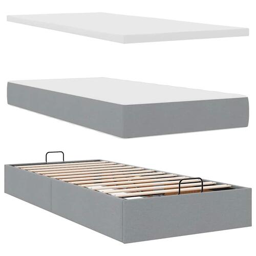 Osmannisk sengeramme med madrasser 180x200 cm stof lysegrå