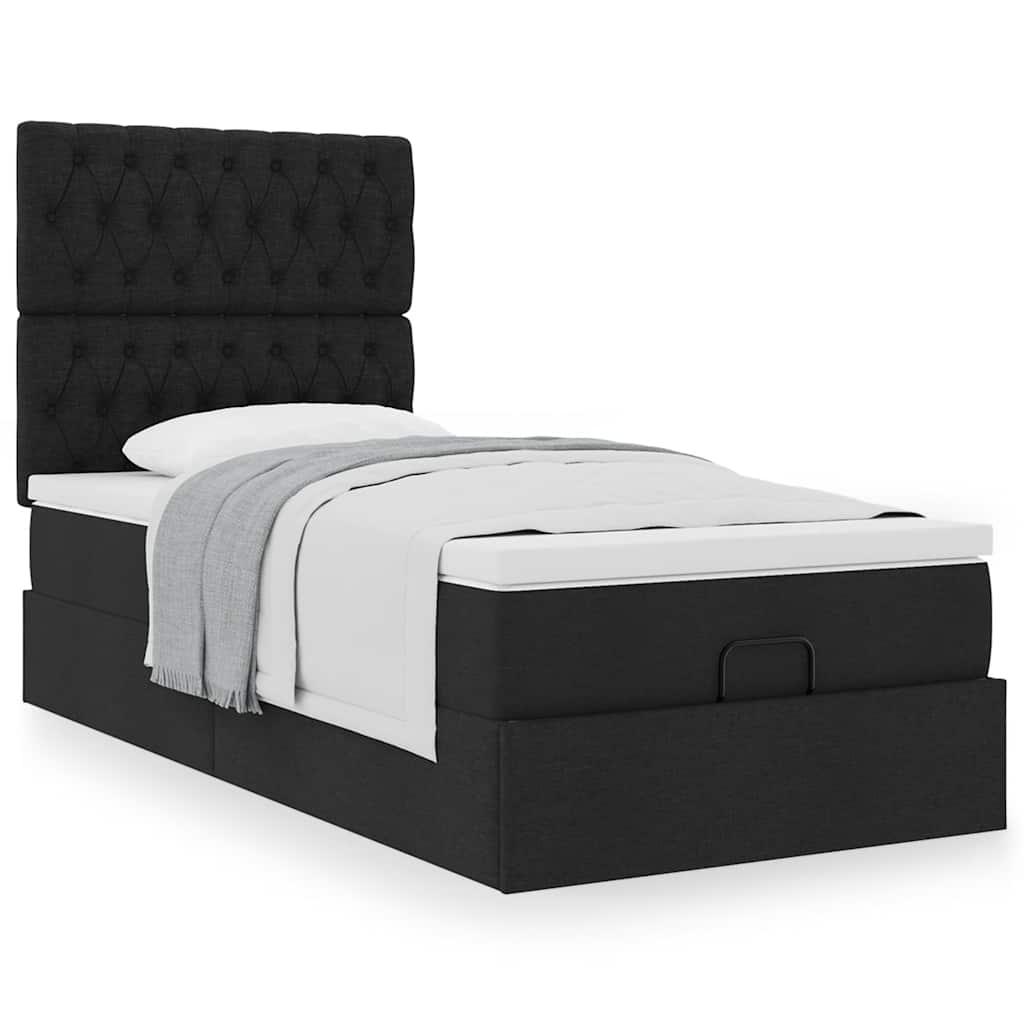 Osmannisk sengeramme med madras 80x200 cm stof sort billede