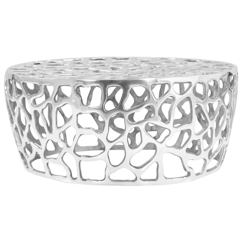 Sofabord støbt aluminium 70 x 30 cm sølvfarvet billede
