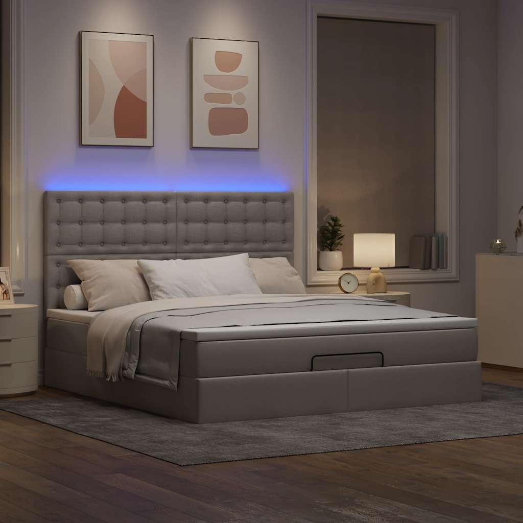 Osmannisk sengeramme med madras 160x200 cm stof gråbrun