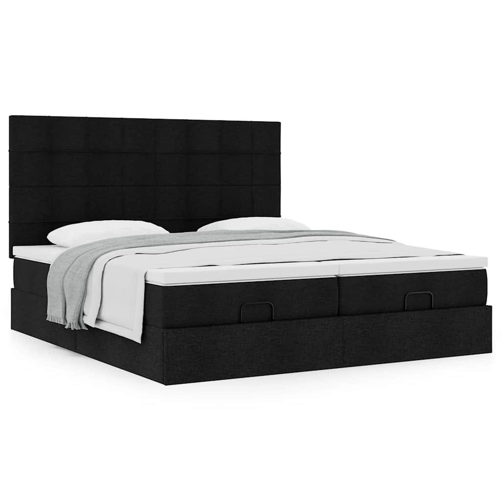 Osmannisk sengeramme med madrasser 160x200 cm stof sort billede