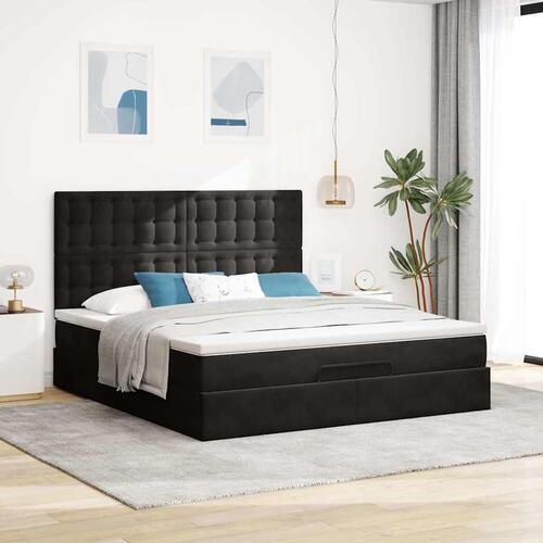 Osmannisk sengeramme med madrasser 180x200 cm fløjl sort