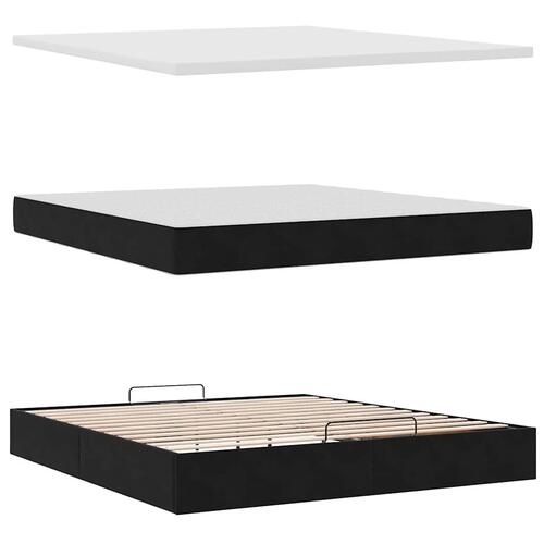 Osmannisk sengeramme med madrasser 180x200 cm fløjl sort