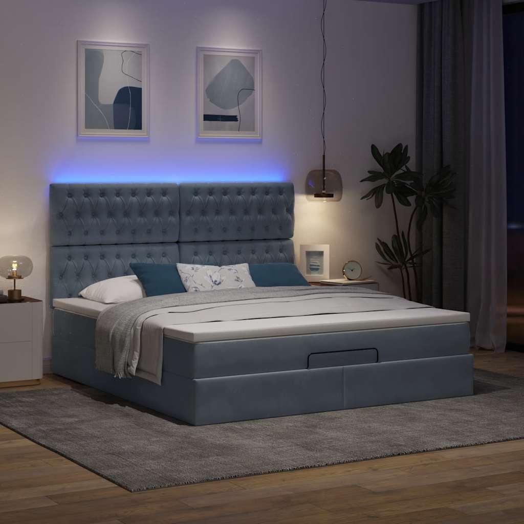 Osmannisk sengeramme med madrasser 180x200 cm fløjl mørkegrå