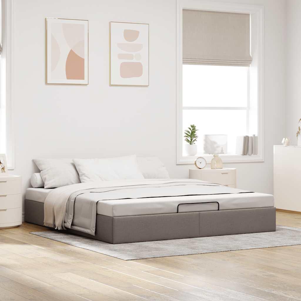 Osmannisk sengeramme uden madras 160x200 cm stof gråbrun billede