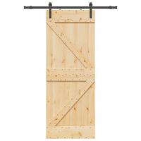 Skydedør med monteringssæt 80x210 cm massivt fyrretræ