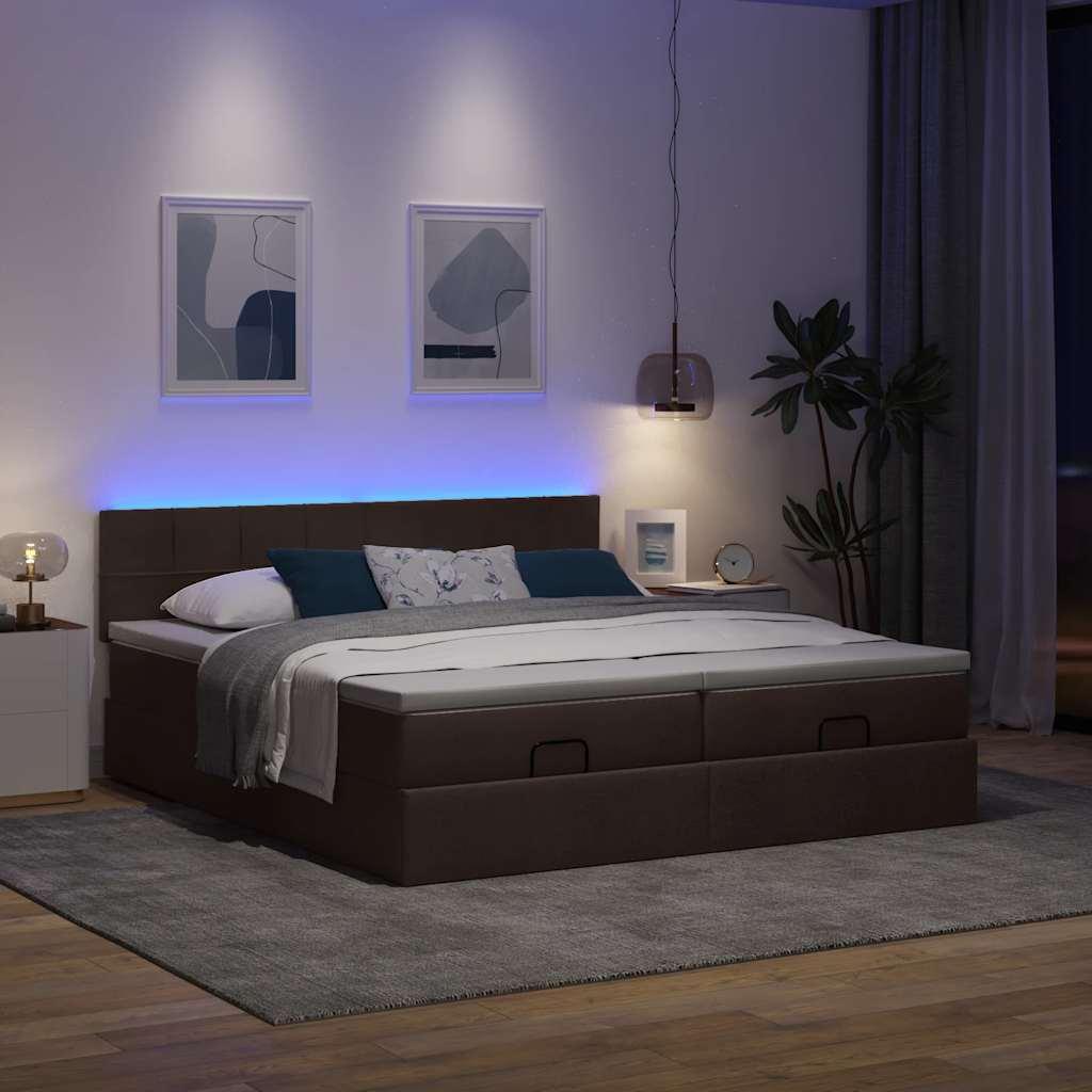 Osmannisk sengeramme med madrasser 180x200 cm stof mørkebrun billede